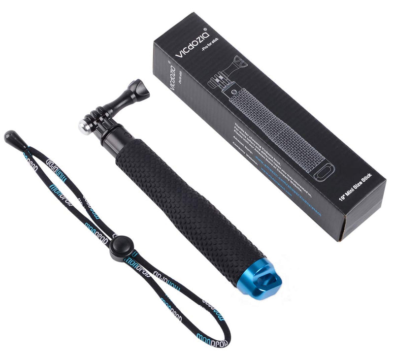 Vicdozia 19'' Extension Selfie Stick, Portable Hand Grip Waterproof Handheld Monopod Adjustable Pole Compatible with GoPro Hero(2018) Hero 10 9 8 7 6 5 4 3 AKASO SJCAM DJI OSMO and More Sports Cameras 19'' Stick(Blue)