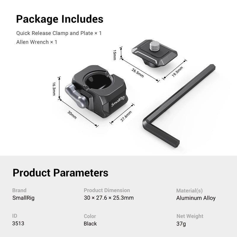 SmallRig HawkLock Mini Quick Release Plate Kit w 1/4" Screw Thread, QR Plate Camera Tripod Mount Adapter Plate for Canon DSLR, Fits for Sony, Quick Release System for Monopod, Cages, Monitors - 3513 Basic QR System