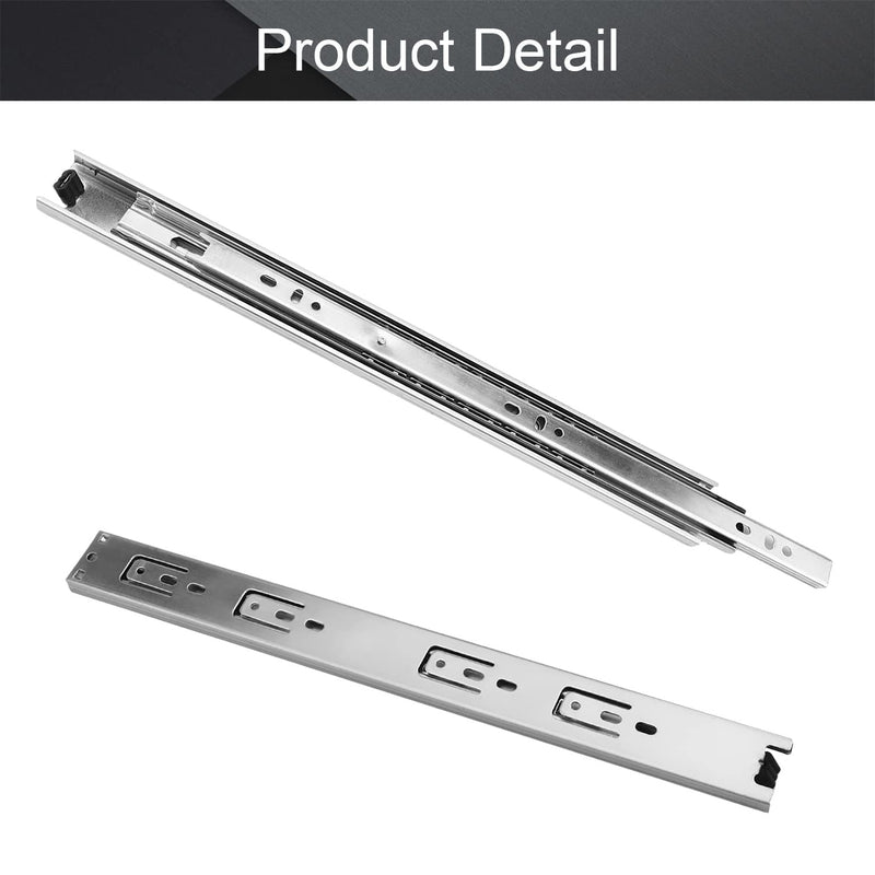 MroMax 14-Inch Drawer Slides, Full Extension Ball Bearing Slide Track Rail 35mm Wide 100lb Capacity Silver Tone 1 Pair
