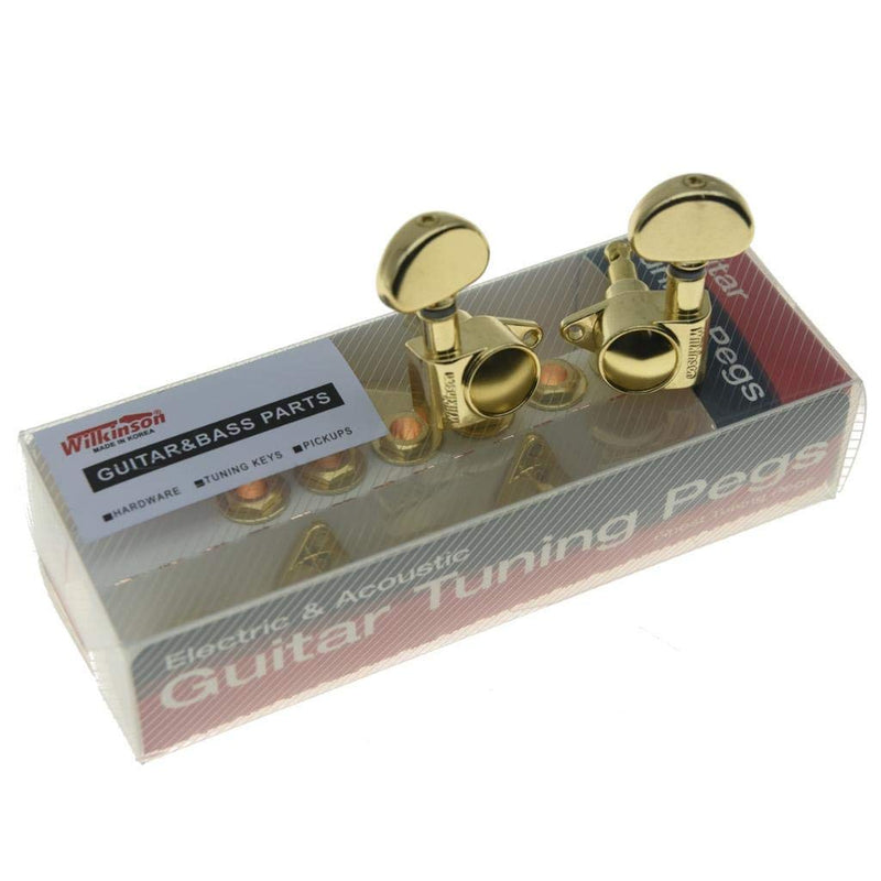 Wilkinson 3x3 ROTO Style Full Size Sealed Guitar Tuners Tuning Keys Pegs Guitar Machine Heads Fits Gibson or Acoustic Guitars Gold