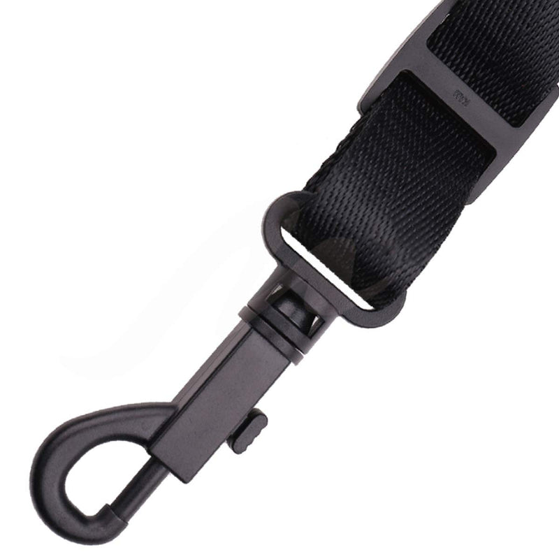 Saxophone neck strap, soft leather length adjustable, traditional rotating hook, suitable for saxophone/clarinet/oboe/horn (black)