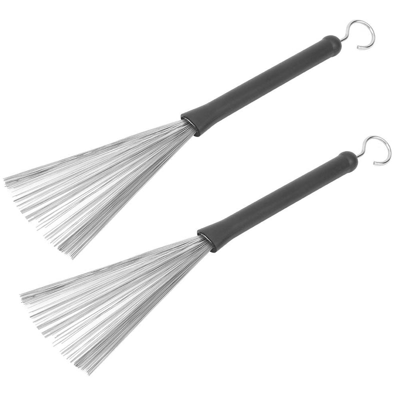 2Pcs Drum Brush, Rubber Stainless Steel Wire Retractable Adjustable Jazz Drum Brush Good Balance and Rebound Effect