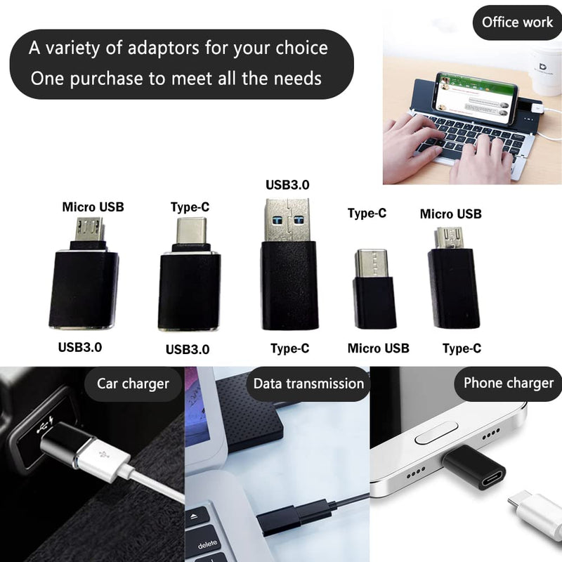 NuyoahLoBo [5 Pack Adapter Set, USB A Female to USB C Male, Type-C Female to USB 3.0 Male, Micro-USB to Type-C, 5Gbps OTG Adapter, Converter Support Charging, Audio, Video, Data Transfer