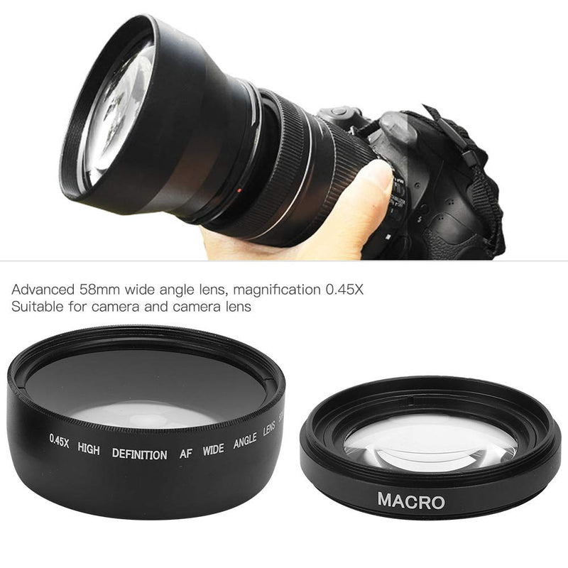 0.45X Camera Lens, 58mm 0.45x Wide Angle Macro Lens, Macro Close-Up Lens for 58MM Dia Lens and 62mm Filter, for Landscape Photography