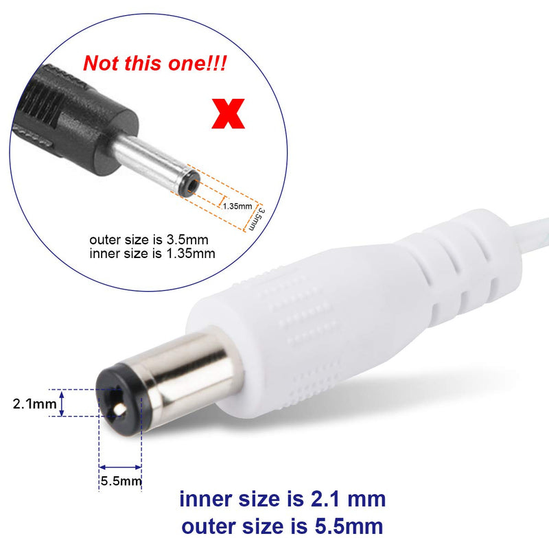 Dericam 12V 1A DC Power Supply Adapter for IP/CCTV Security Camera, 5ft/1.5 Meter AC to DC Power Cord, Wall Charger, Output DC 12V 1000mA, Input AC 100V-240V/50 or 60Hz/0.4A Max, US Plug, White