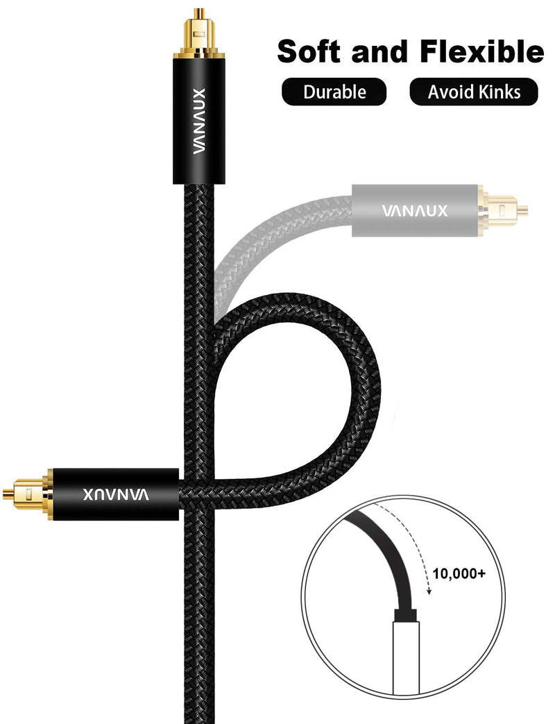 VANAUX Digital Optical Audio Cable 5ft, S/PDIF Toslink Cable 24K Gold-Plated Fiber Optic Cord Compatible with Sound Bar/Television/Blu-ray Players/Set top Box/Projector/Decoder/Home Theater & More Toslink to Toslink 5ft/1.5m