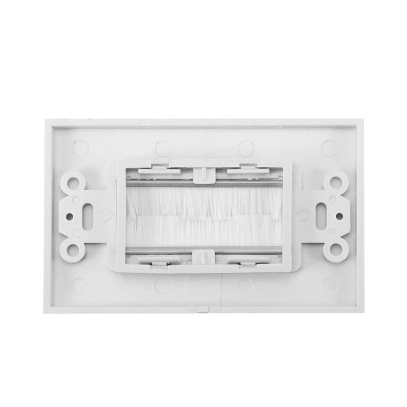 RLECS 1-Pack White Brush Wall Plate Single Port Multipurpose Outlet Cover Wall Mount Panel for Multimedia HDMI HDTV Speaker Wires