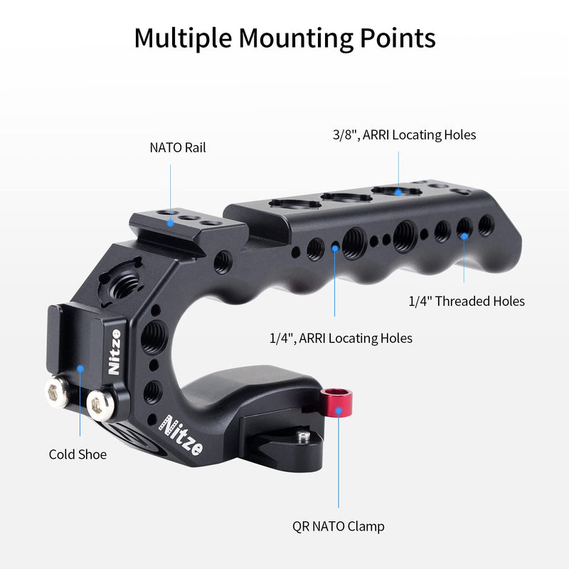 Nitze Stinger Handle Universal Camera Top Handle with Built-in QR NATO Clamp - PA28-A PA28-A (Aluminum Alloy Version)