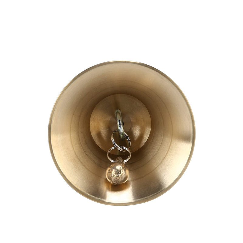 Extra Loud Solid Brass Hand Call Bell with Wooden Handle 3.15"D