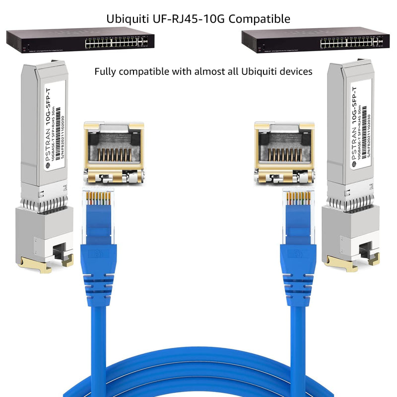 10GBase-T SFP+ to RJ45 Transceiver up to 30m 10G-T 10G SFP+ Copper RJ-45 Cat6a/7 Mini-GBIC Module for Ubiquiti Unifi Ufiber UF-RJ45-10G Netgear AXM765 10GBASE-T: 30m for Ubiquiti/Netgear