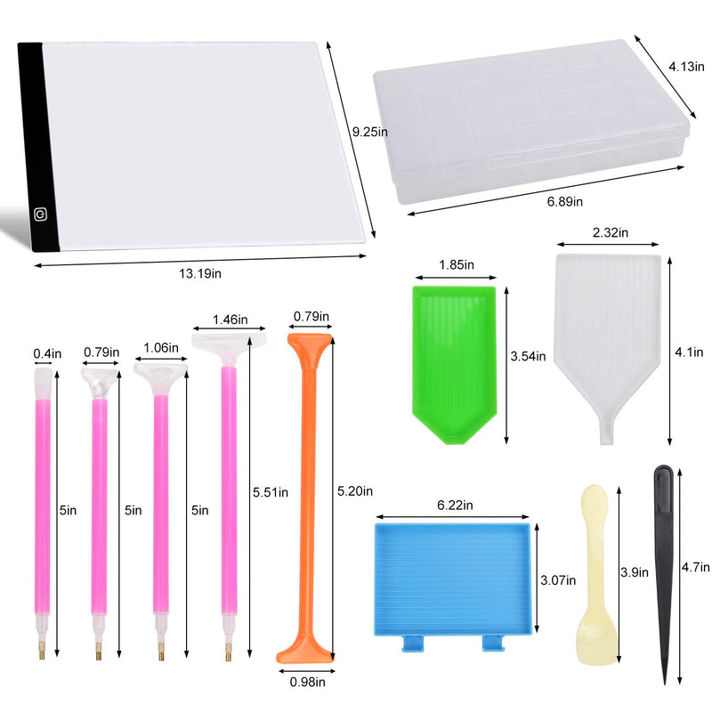 izBuy Diamond Painting A4 LED Light Pad Kit, Diamond Art Light Board Painting Tools, Flicker Free Dimmable LED Light Brightness Board