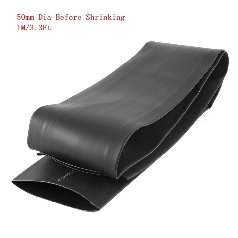 GFORTUN Black Polyolefin Dia 50mm Shrink Ratio 2:1 Heat Shrinking Tube Tubing Wrap 1M/3.3Ft for Electric Insulation