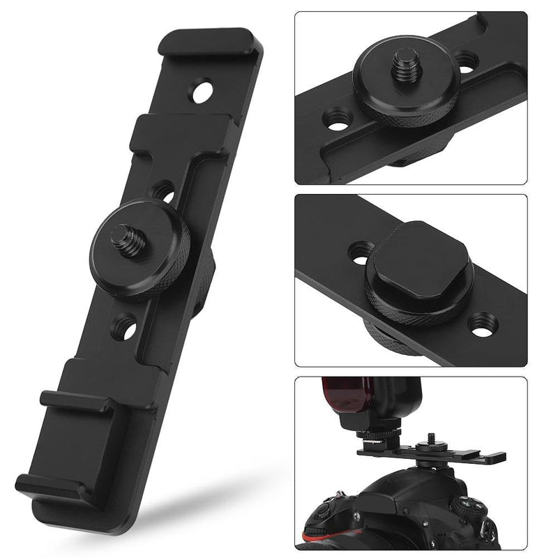 Vbestlife Camera Dual Hot Shoe Extension Bar Mount Bracket for Fill Light Microphone