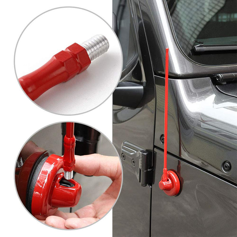 [AUSTRALIA] - JeCar 13 Inch Reflex Short Antenna Replacement for JK JL JT Accessories Metal ABS Antenna Designed for Optimized FM/AM Reception for Jeep Wrangler JT JK JL Unlimited Sport Rubicon Sahara 2007-2019 Red 