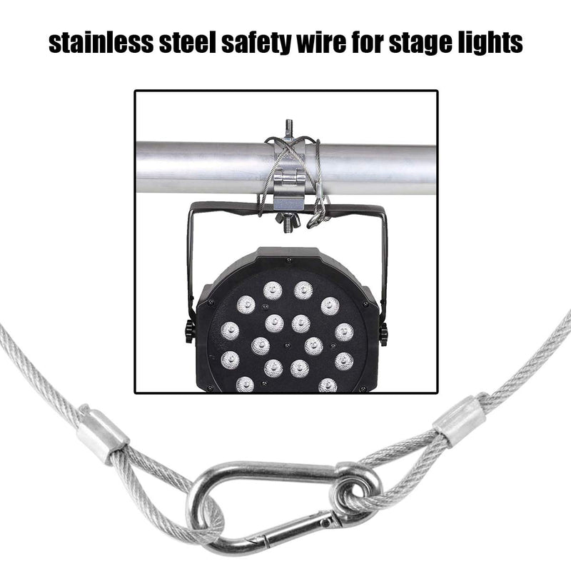 MFOREVER Stage Lights Safety Cable 110lb 176lb Load Duty 31.5’’ Stainless Steel Safety Rope for DJ Stage Lighting Par Light Moving Head Light (2mm-8pack) 2mm-8pack