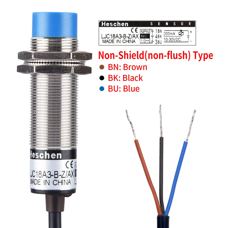 [AUSTRALIA] - Heschen M18 Capacitive Proximity Sensor Switch Non-Shield Type LJC18A3-B-Z/AX Detection 10mm 10-30VDC 200mA NPN Normally Closed(NC) 3 Wires 