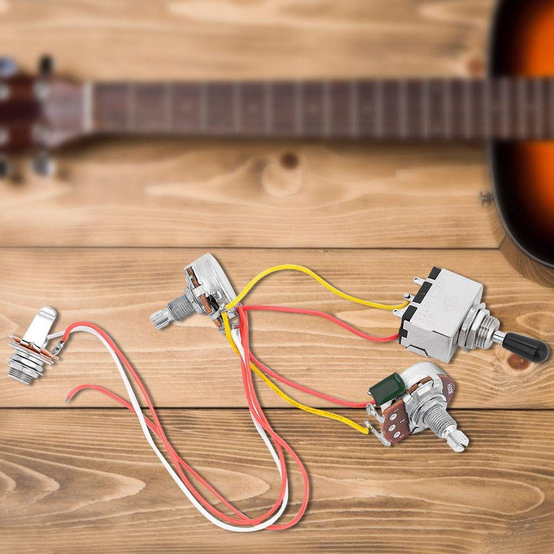 Guitar Wiring Harness, Guitar Prewired Harness Humbucker Wiring Harness Prewired 3 Way Chrome Box Toggle Switch 500K Pots for Electric Guitar with 2 Humbuckers