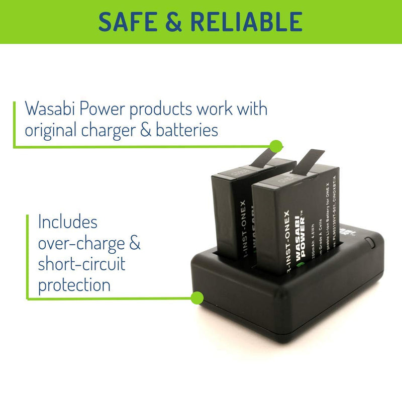 Wasabi Power Battery (2-Pack) and Dual USB Charger Compatible with Insta360 ONE X