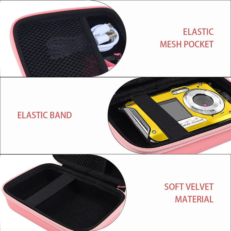 Leayjeen Digital Camera Case Compatible with YISENCE/Yisence Tech Waterproof Digital Video Camera Underwater Camera FHD 2.7K 48 MP/Kodak PIXPRO Digital Camera and More Accessories(Case Only) Pink2