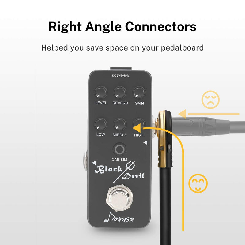 Donner Guitar Patch Cables Right Angle, 6 Inch Effect Pedal Cords 1/4 Instrument Cables for Guitar Bass Effects Pedals 6 Pack 6-pack 15 cm