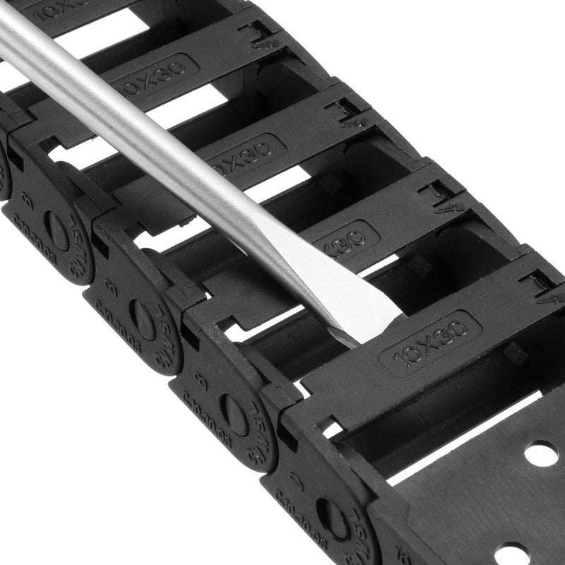 uxcell Drag Chain Cable Carrier Open Type with End Connectors 10X30mm 1 Meter Plastic for Electrical CNC Router Machines 10mmX30mm