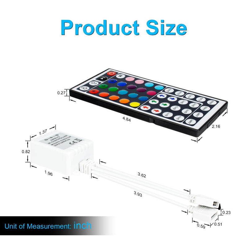 [AUSTRALIA] - Led Light Remote Controller Full Kit, 2-Port 44 Keys Wireless IR Remote with Receiver for RGB 5050 2835 3528 LED Strip Lights RGB 10M Controller 