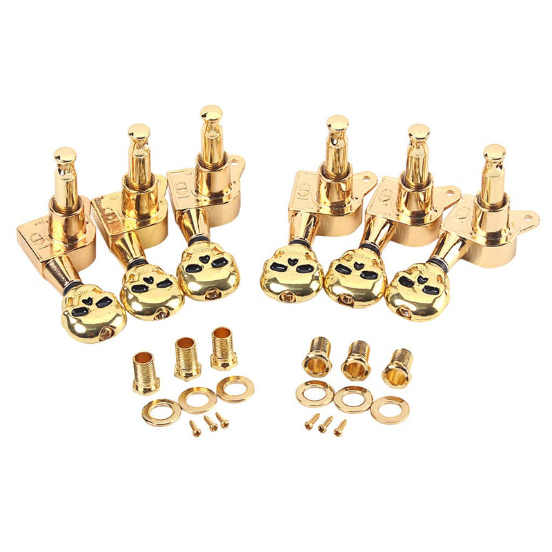 Alnicov Skull Head Sealed Gear Guitar Tuning Pegs Tuners Machine Heads 6R for Electric Guitar Parts Gold