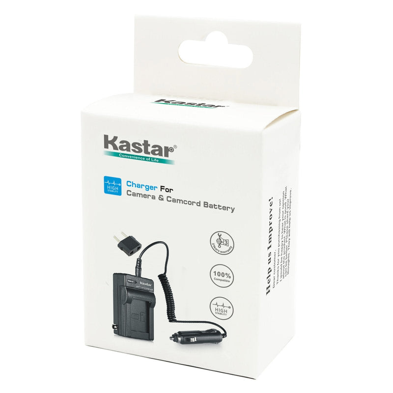 Kastar Battery Charger With US Flip, EU Plug and Car Adapter for JVC BN-VG107 BN-VG107U BN-VG107US BN-VG108 BN-VG114 BN-VG114U BN-VG114US BN-VG114USM BN-VG121 BN-VG121EU BN-VG121U BN-VG138 BN-VG138US