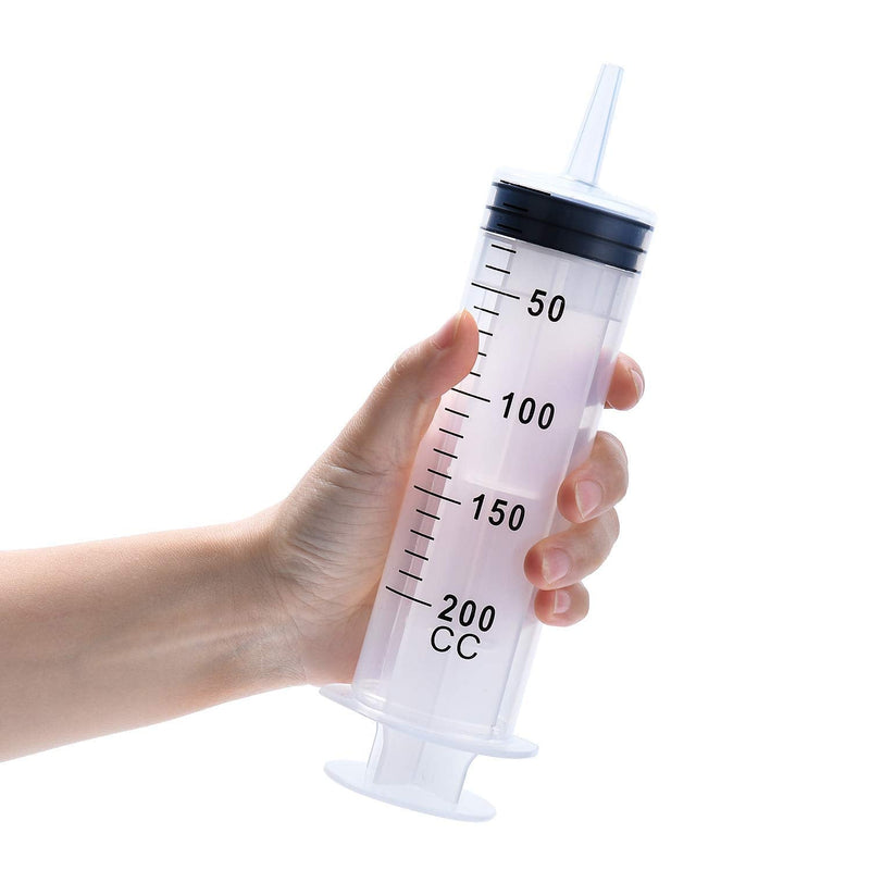 2 Pack 200ml Syringes with Tubes, Large Plastic Syringe with 27.6-Inch Hoses (Inner Diameter 6mm) for Scientific Labs, Watering, Refilling
