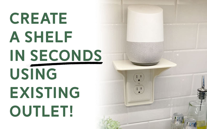 Power Perch Single Wall Outlet Shelf. Home Wall Shelf Organizer for Outlets. Perfect for Bathroom, Kitchen, Bedrooms with Cord Management and Easy Installation. Almond 1-Pack 1 Pack