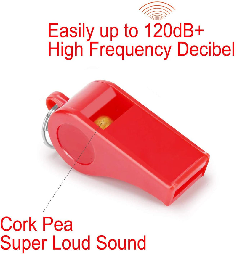 Fya 12PCS Red Emergency Whistle with Lanyard, Super Loud Plastic Whistles Bulk Perfect for Self-Defense, Lifeguard and Emergencies