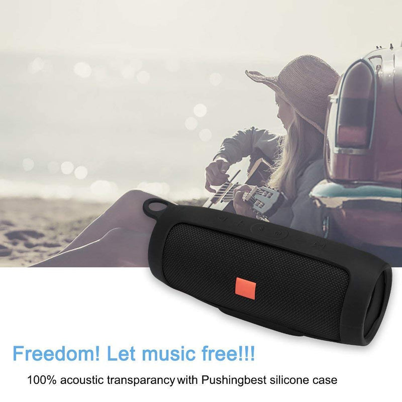 Silicone Case for JBL Charge 4 Portable Waterproof Wireless Bluetooth Speaker by Pushingbest (Black)