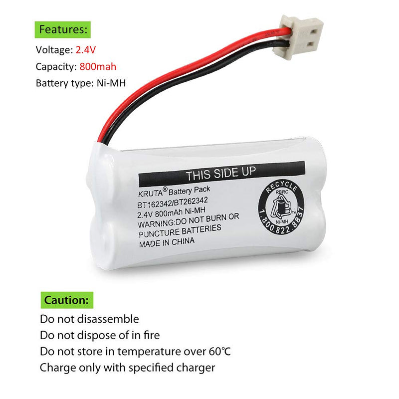 BT162342 BT262342 Cordless Phone Batteries Compatible with BT183342 BT283342 BT166342 BT266342 VTech CS6114 CS6419 CS6719 at&T EL52300 CL80111 Handset Telephone (Pack of 2) Pack of 2