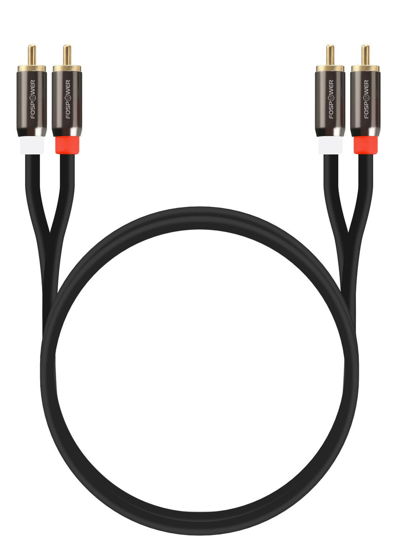 FosPower (10 Feet 2 RCA M/M Stereo Audio Cable [24K Gold Plated | Copper Core] 2RCA Male to 2RCA Male [Left/Right] Premium Sound Quality Plug 10 Feet