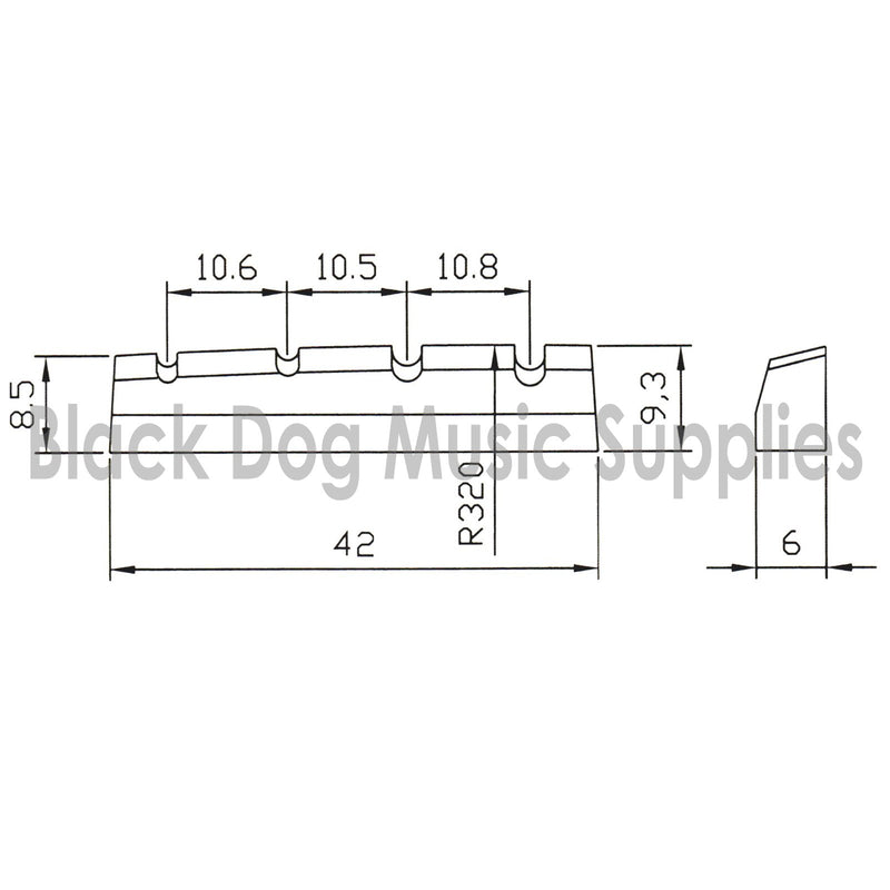 Bass guitar graphite top nut four string 42x6mm White, Black or Ivory (White)