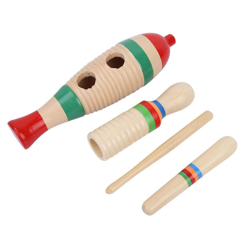 logozoe Fish-Shaped Guiro, 2 Sets Wood Musical Equipped with Scraper, Percussion Instrument, Early Education Instrument for Developing Kids Music Potential