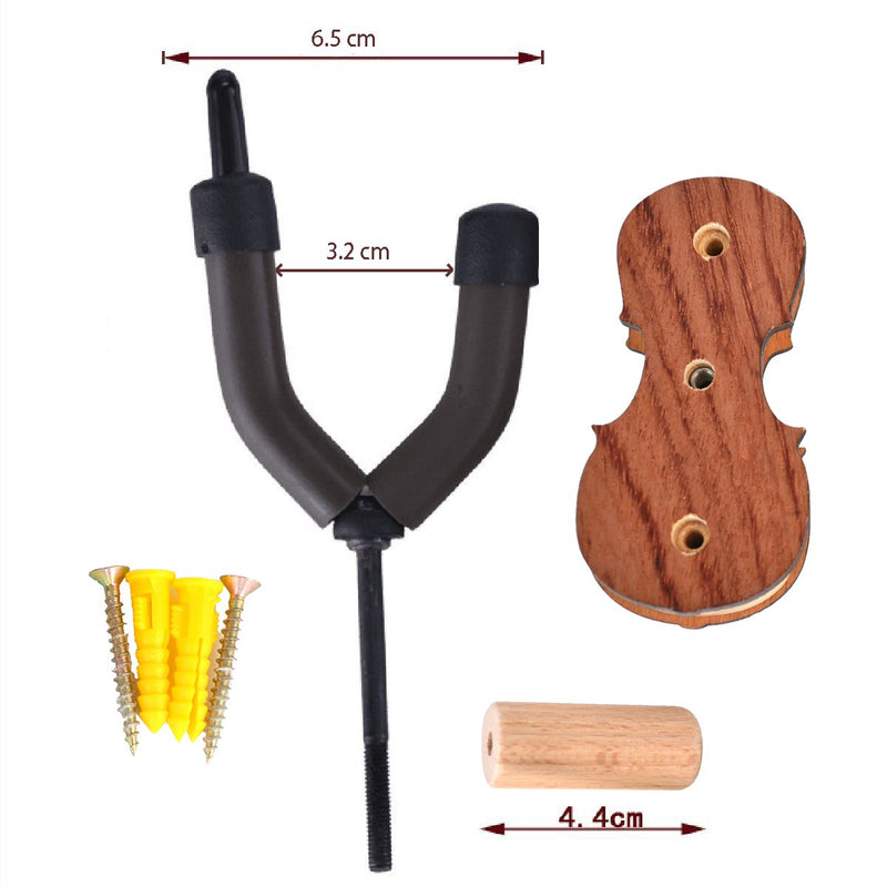 Violin Hanger with Bow Hanger - Hardwood Home & Studio Wall Mount Hanger for Violin/Viola (MA-5 Sapele)