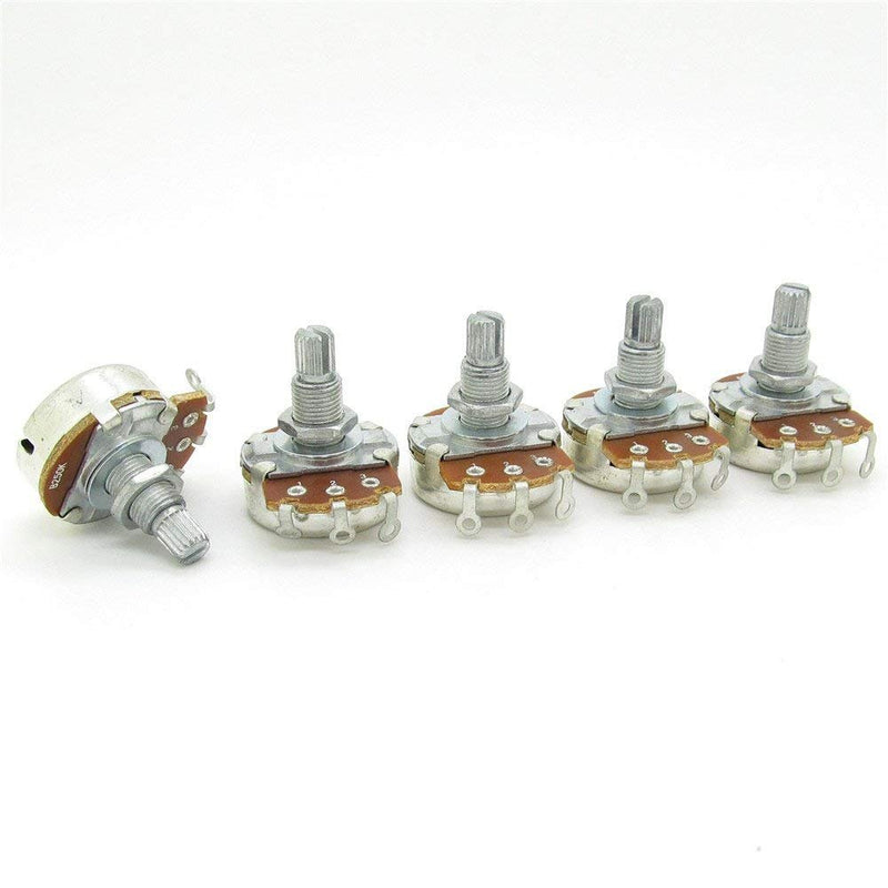 Pxyelec 5pcs Full Size B250k Long Split Shaft 18mm Electric Guitar Bass Volume Tone Pots Potentiometer