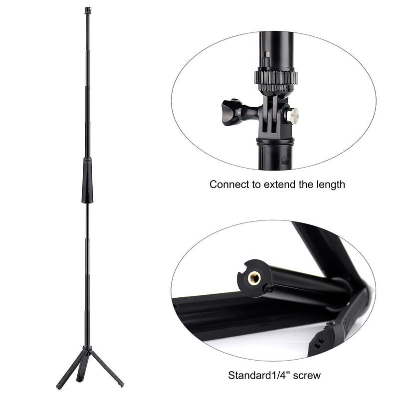 YALLSAME Aluminum Selfie Stick for GoPro Hero 10 9 8 7 6 5 4 3 Max Fusion Session AKASO SJCAM DJI OSMO Action Camera Used as Extendable Telescoping Monopod Pole Hand Grip Tripod Stand Selfie Stick Monopod