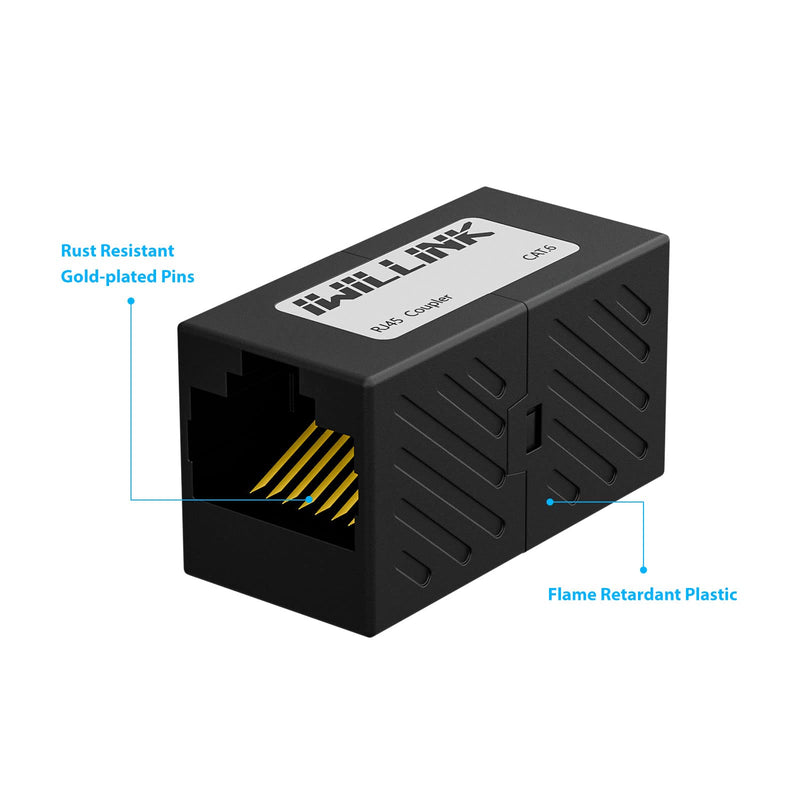 [AUSTRALIA] - iwillink RJ45 Coupler, Ethernet Coupler, RJ45 Connector for Cat5e/Cat6/Cat7 Ethernet Cable, Extender Adapter Female to Female, 10-Pack Black 