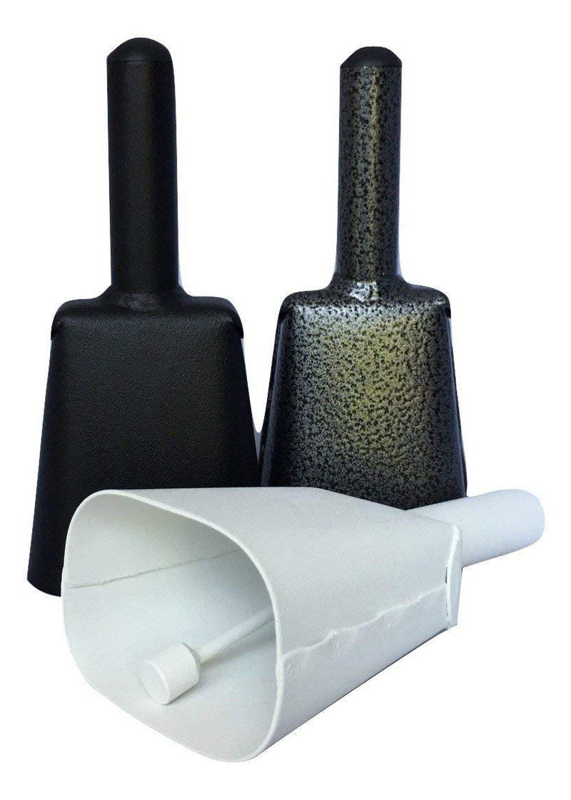 COWBELLS: Loud 7" White Cowbell with Easy-to-Hold Handle. Excellent Noise Maker Powdercoated Steel Bell. Great Cheering Cow Bell for Sporting Events, Weddings, Rallies, School Spirit. Best Cowbell!