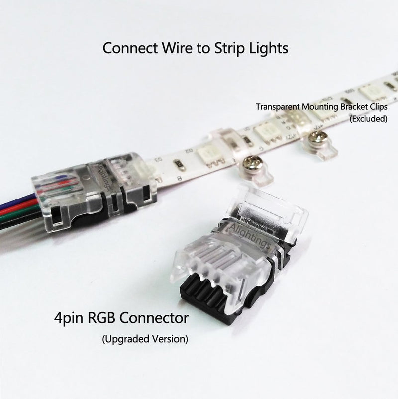 [AUSTRALIA] - Alightings LED Connector 4 Pin for 5050 RGB Waterproof LED Strip Lights- Strip to Wire Quick Connection, 20 - 18 AWG Wire No Stripping (Pack of 20) For Ip65 5050 Rgb Led Strip 