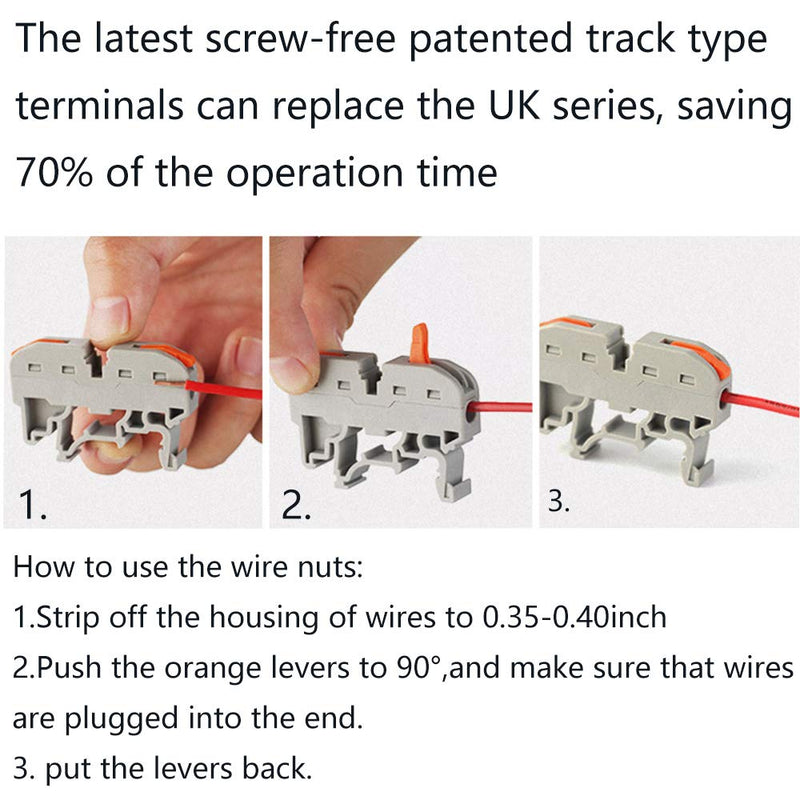 UOHGDPY DIN Rail Terminal Blocks kit,Universal Compact Wire Wiring Connector (20 pcs connectors+2 pcs Article in Parallel+ 2 pcs Digital Identification+2Pcs Fixed clamp+20 pcs Screw) 20 pcs connectors+Article in parallel+ Digital identification+screw
