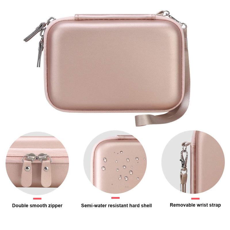 Canboc Carrying Case for HP Sprocket Portable Photo Printer and (2nd Edition), Polaroid Zip Mobile Printer, Lifeprint 2x3 Photo and Video Printer, Mesh Pocket fit Photo Paper and Cable, Rose Gold