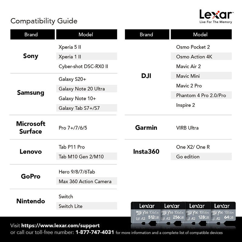 Lexar Professional 1066x 256GB MicroSDXC UHS-I Card with SD Adapter SILVER Series, Up to 160MB/s Read, for Action Cameras, Drones, High-End Smartphones and Tablets (LMS1066256G-BNANU)