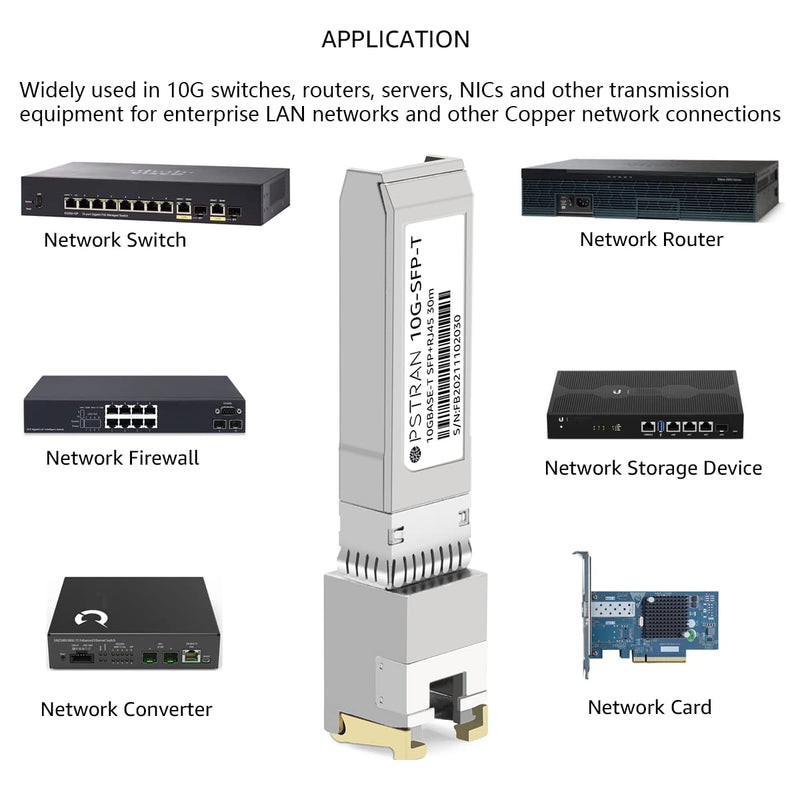 10GBase-T SFP+ to RJ45 Transceiver up to 30m 10G-T 10G SFP+ Copper RJ-45 Cat6a/7 Mini-GBIC Module for Ubiquiti Unifi Ufiber UF-RJ45-10G Netgear AXM765 10GBASE-T: 30m for Ubiquiti/Netgear