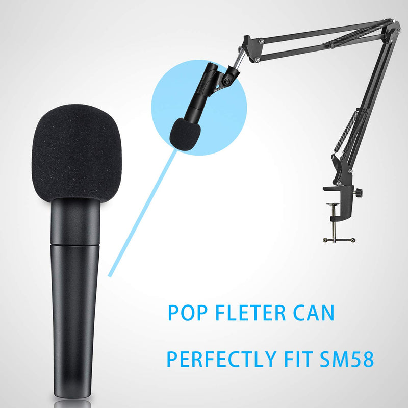 [AUSTRALIA] - SM58 Mic Stand with Windscreen - Microphone Boom Arm Stand with Foam Cover Pop Filter for Shure SM58S SM58-LC Dynamic Vocal Microphone by YOUSHARES 