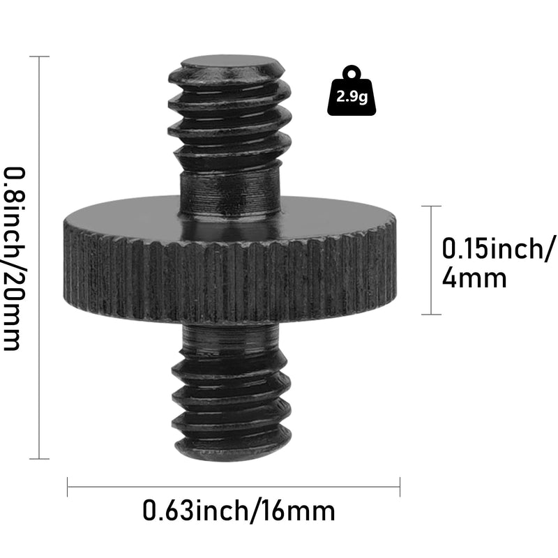 1/4" Male to 1/4" Male Threaded Tripod Screw Adapter Double Head Stud Standard Mounting Thread Converter for Camera Cage Mount Light Stand Monopo Shoulder Rig Tripod Black-2 Packs 2 Packs