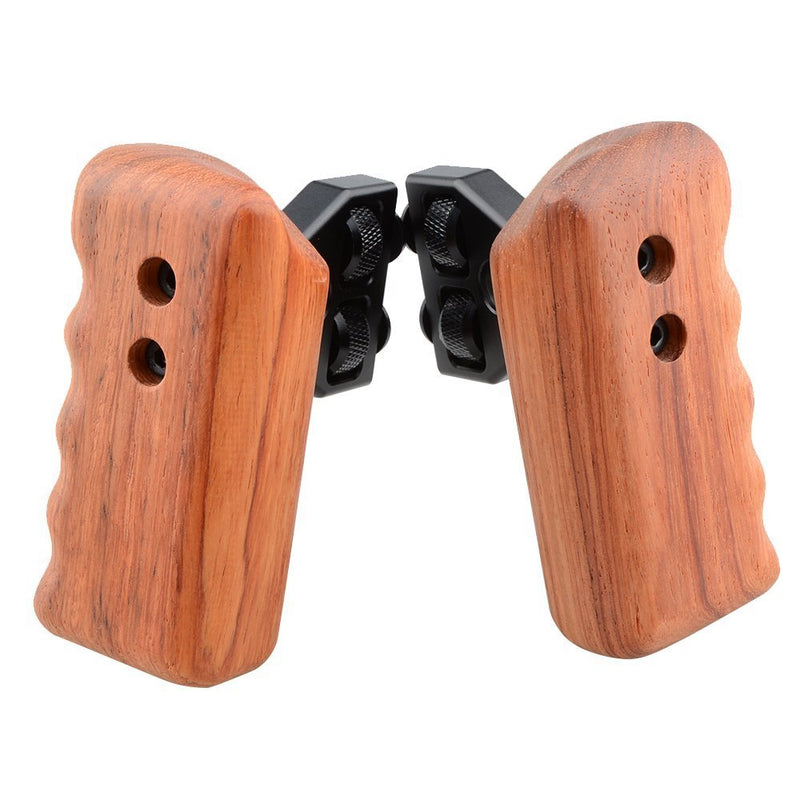 CAMVATE DSLR Wooden Handle Grip with Connector for DV Video Camera Cage(1 Pair)