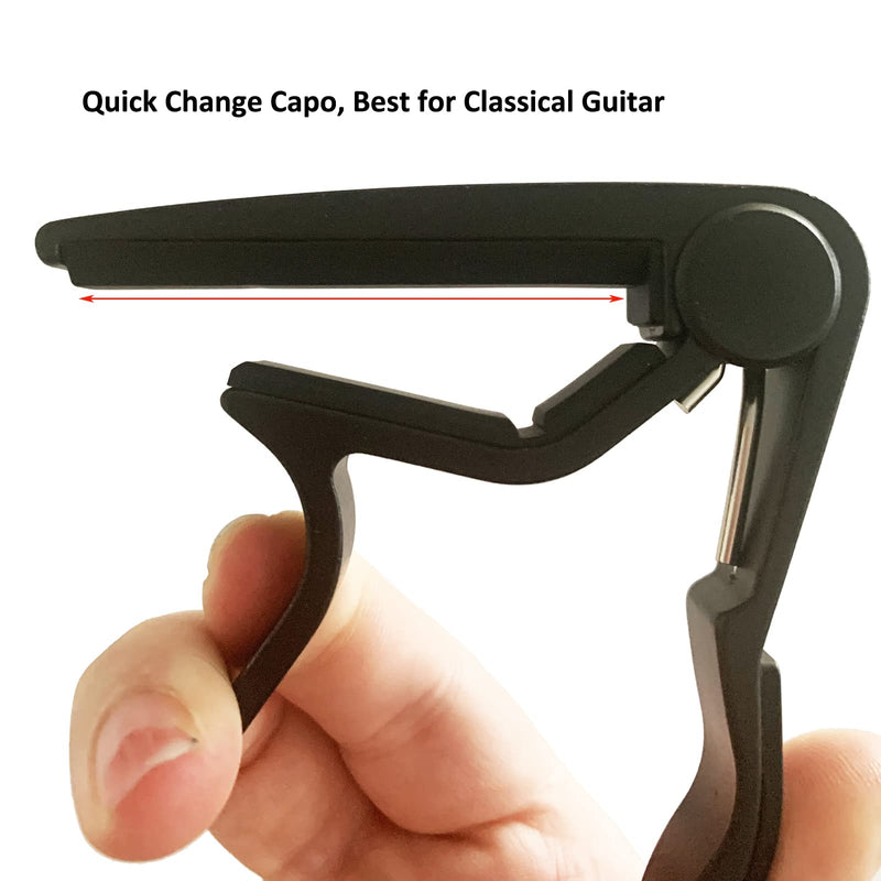 WINGO Pro Classical Flat Guitar Capo, Black Flat Capo Black